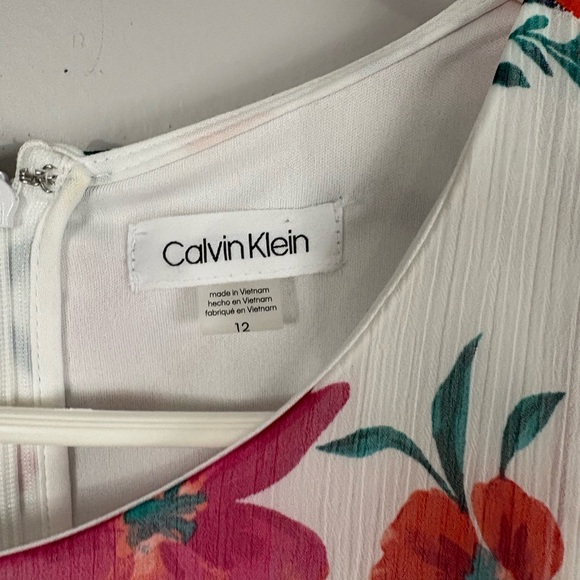 Calvin Klein Floral Midi Dress - White and Pink Floral - Picture 6 of 13
